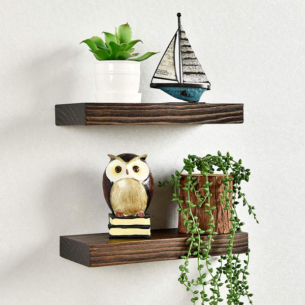 Millwood Pines 2 Piece Pine Solid Wood Floating Shelf & Reviews Wayfair